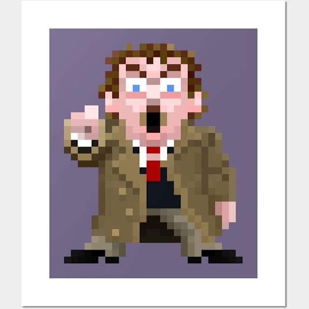 16-Bits Creepy Guy Points and Howls Wall Art by badpun